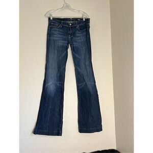 7 for All Mankind Dojo Jeans Women’s 30 Dark Wash Flare Denim Embroidered Logo